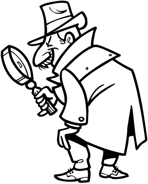 Man with magnifying glass vinyl sticker. Customize on line. Phenomena and History 072-0453